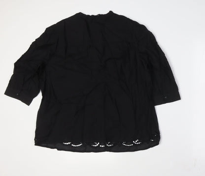 Womens UK Size 12 Per Una Black Basic Button-Up