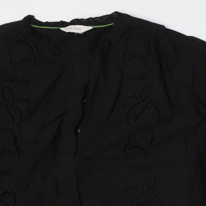 Womens UK Size 12 Per Una Black Basic Button-Up
