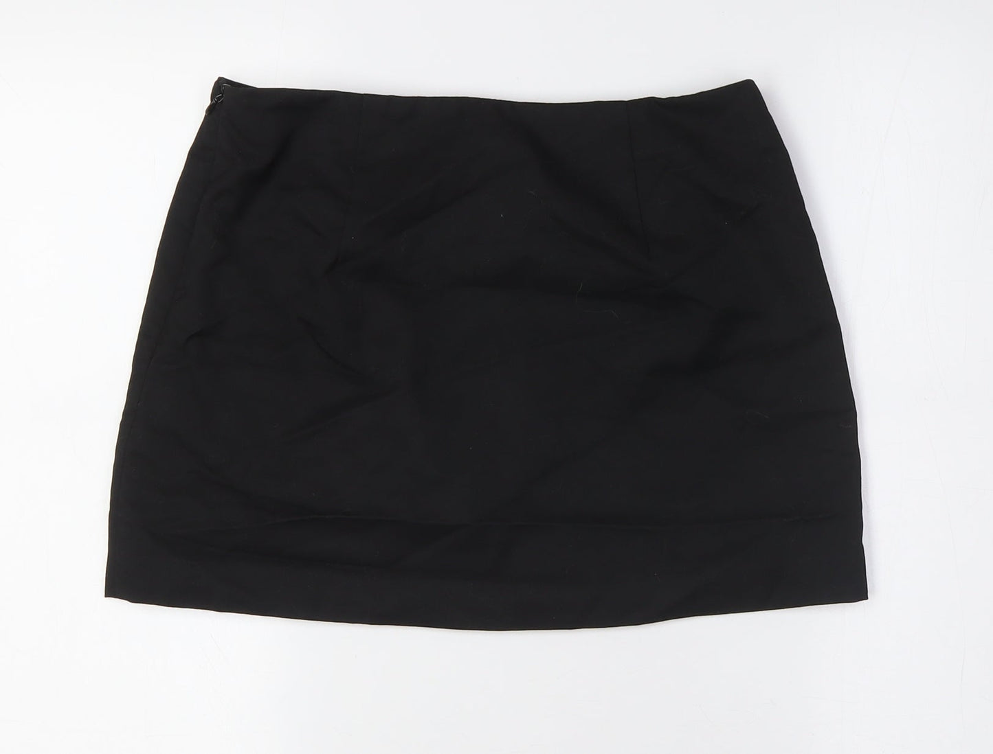 Divided by H&M Womens Black Polyester A-Line Skirt Size S Zip