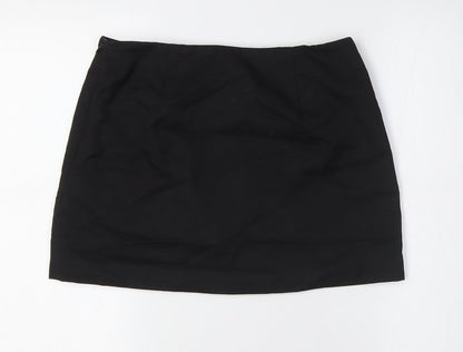 Divided by H&M Womens Black Polyester A-Line Skirt Size S Zip