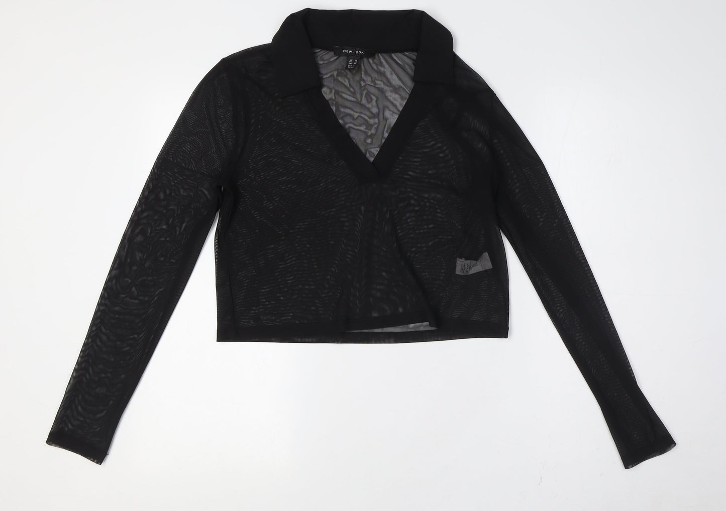 Womens UK Size 14 New Look Black Basic Button-Up