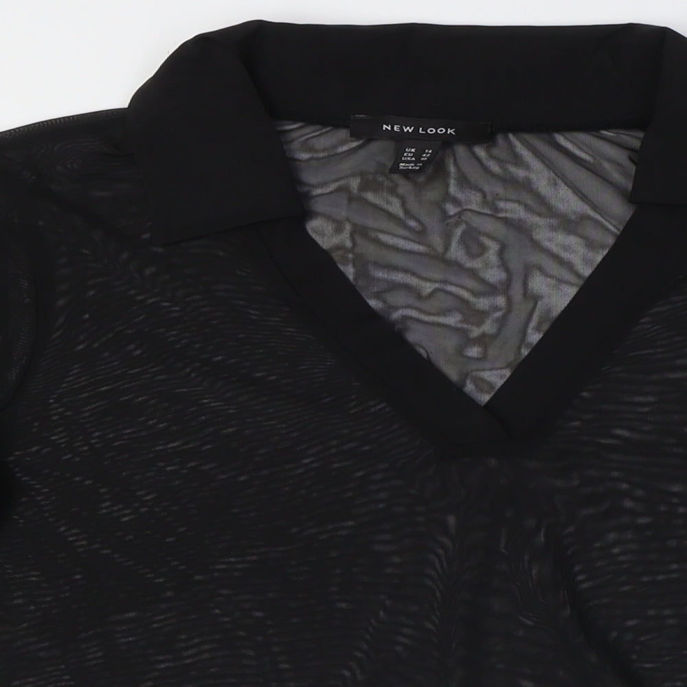 Womens UK Size 14 New Look Black Basic Button-Up