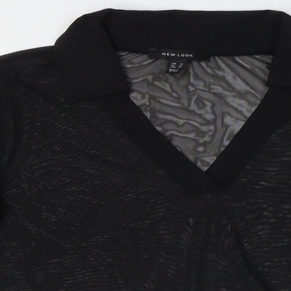 Womens UK Size 14 New Look Black Basic Button-Up