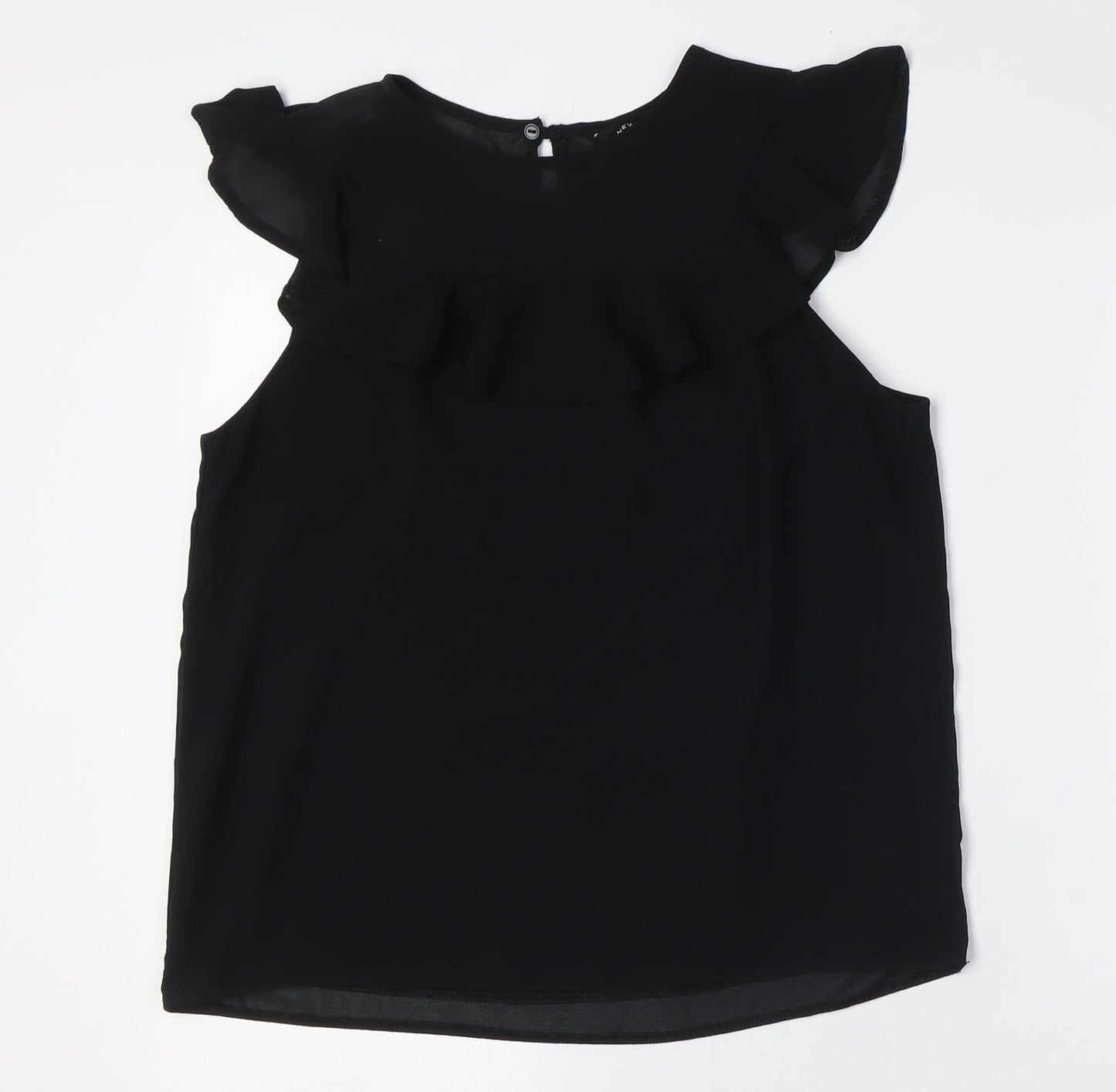 Womens UK Size 10 New Look Black Basic Button-Up
