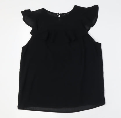 Womens UK Size 10 New Look Black Basic Button-Up