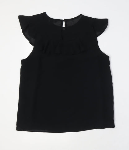 Womens UK Size 10 New Look Black Basic Button-Up