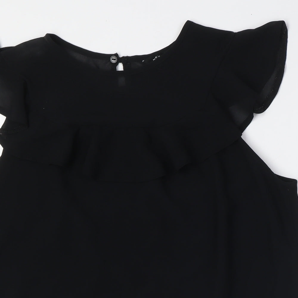 Womens UK Size 10 New Look Black Basic Button-Up