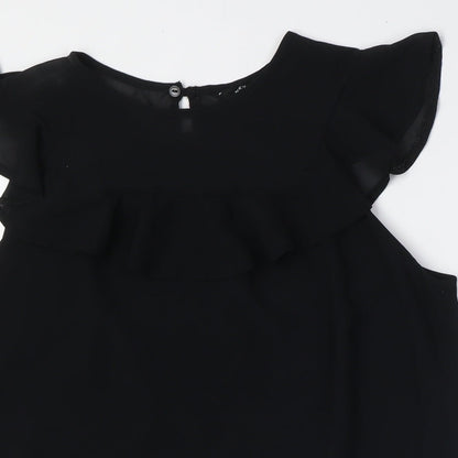 Womens UK Size 10 New Look Black Basic Button-Up