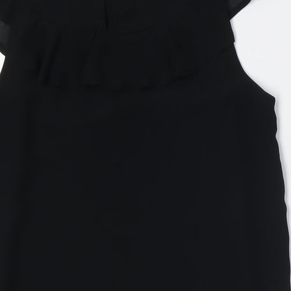 Womens UK Size 10 New Look Black Basic Button-Up
