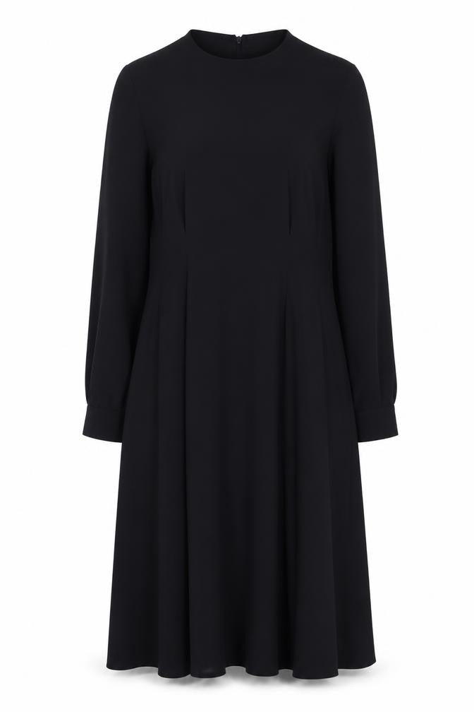 Marks and Spencer Womens Black Polyester A-Line Size 14 Round Neck Zip