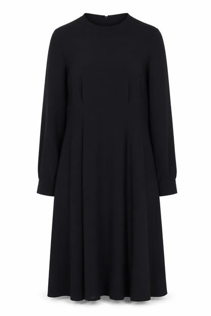 Marks and Spencer Womens Black Polyester A-Line Size 14 Round Neck Zip