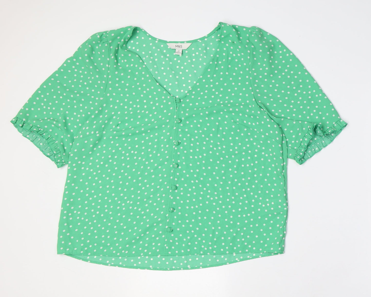 Womens UK Size 14 Marks and Spencer Green Basic Button-Up