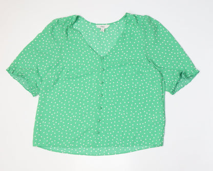 Womens UK Size 14 Marks and Spencer Green Basic Button-Up
