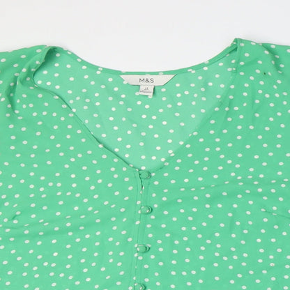 Womens UK Size 14 Marks and Spencer Green Basic Button-Up