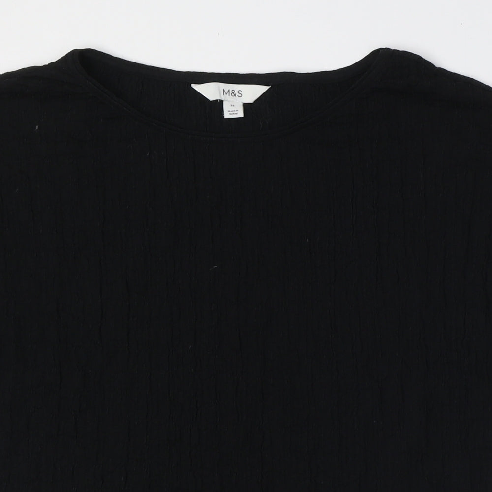 Womens UK Size 16 Marks and Spencer Black Basic Button-Up