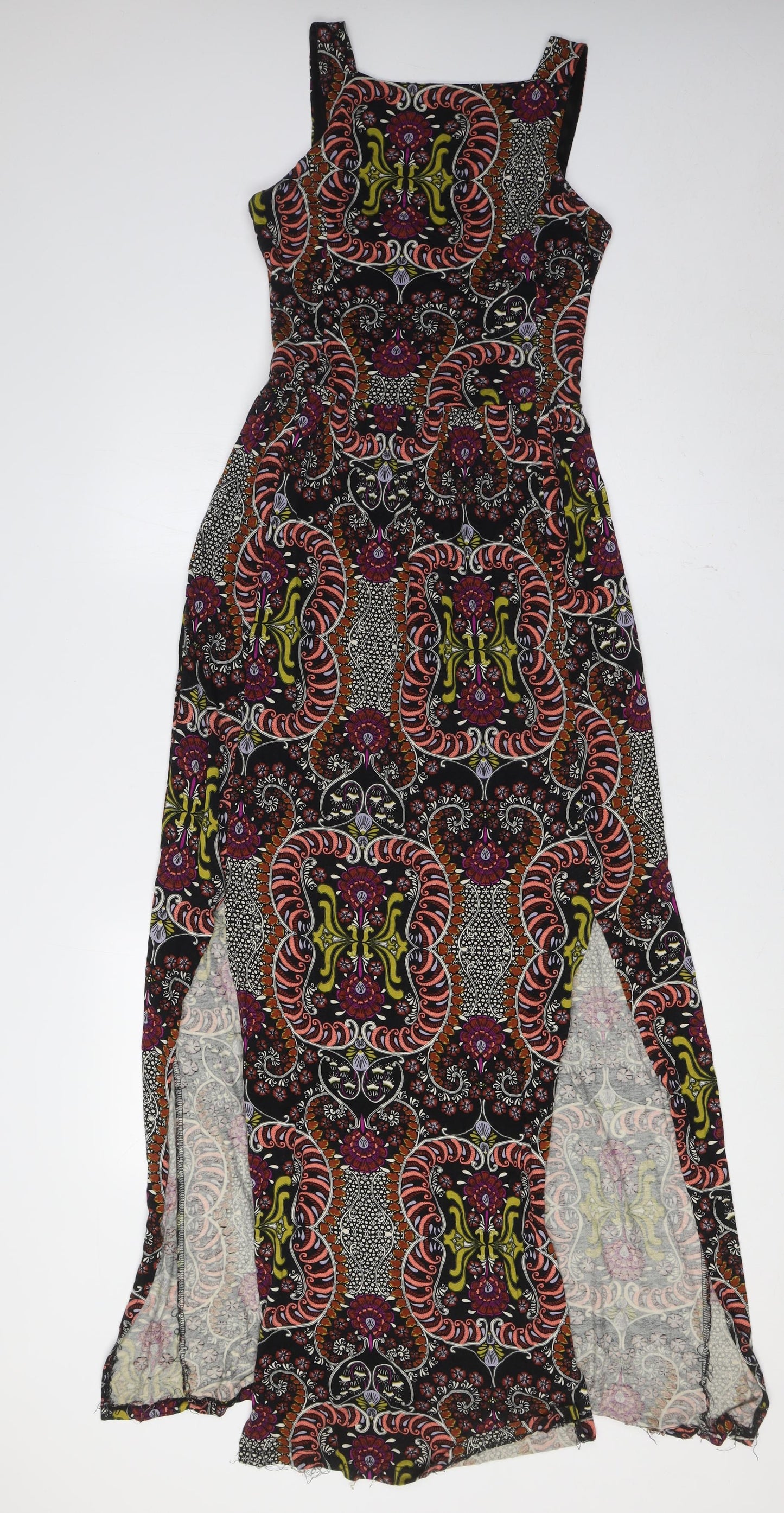 Miss Selfridge Womens Multicoloured Viscose A-Line Size 10 Square Neck