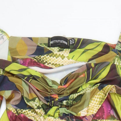 PRETTYLITTLETHING Womens Multicoloured Geometric Polyester Bodycon Size 12 Sweetheart