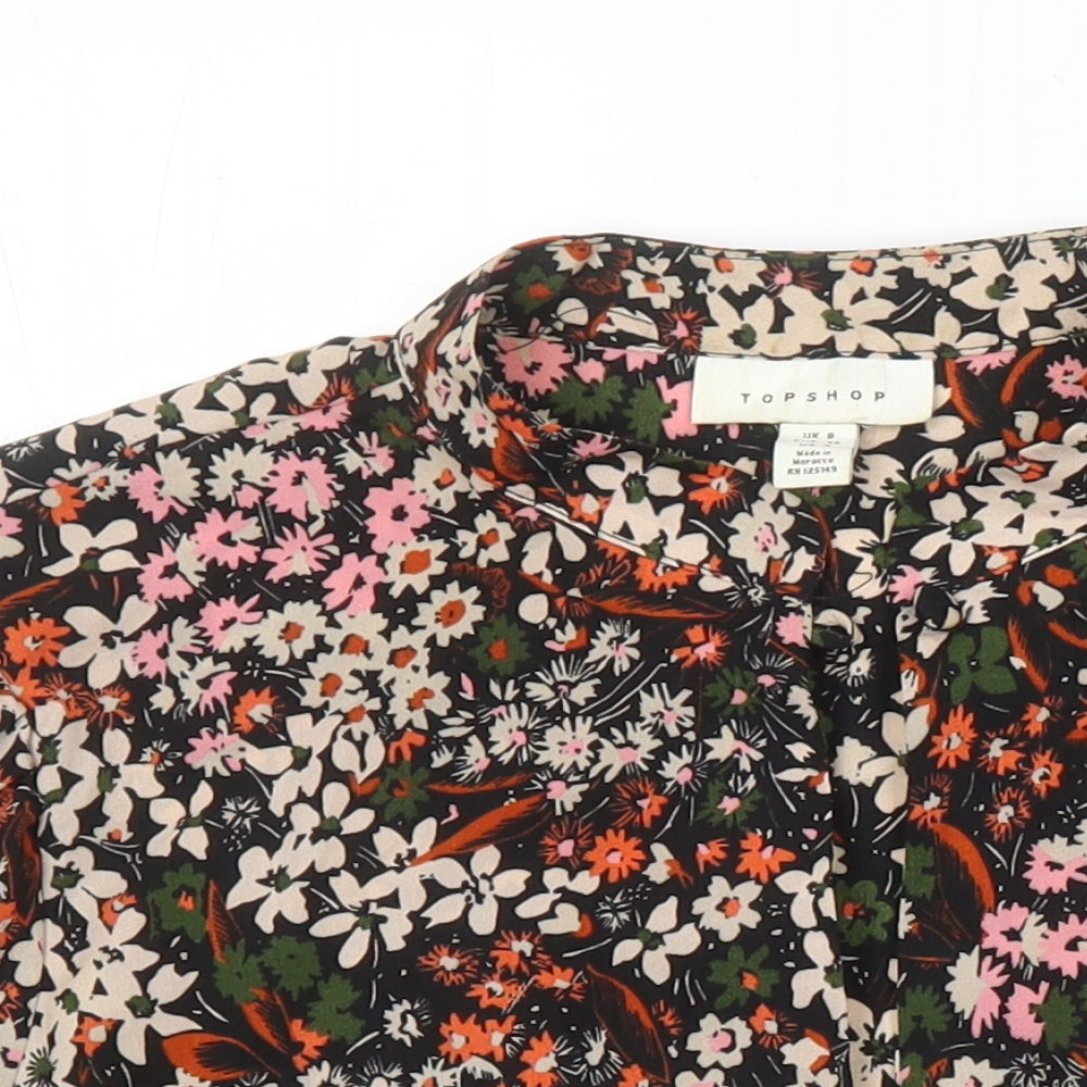 Womens UK Size 8 Topshop Multicoloured Cropped Blouse