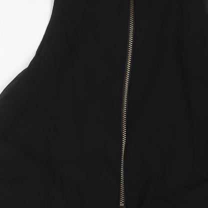 Untold Womens Black Houndstooth 100% Silk A-Line Size 10 Round Neck Zip - Beaded Neckline