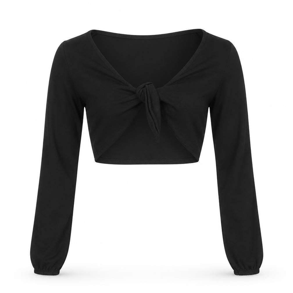 Womens UK Size 6 Boohoo Black Cropped Blouse