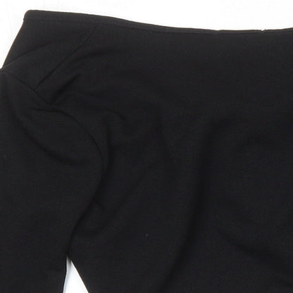 Boohoo Womens Black Polyester Cropped Blouse Size 6 Boat Neck