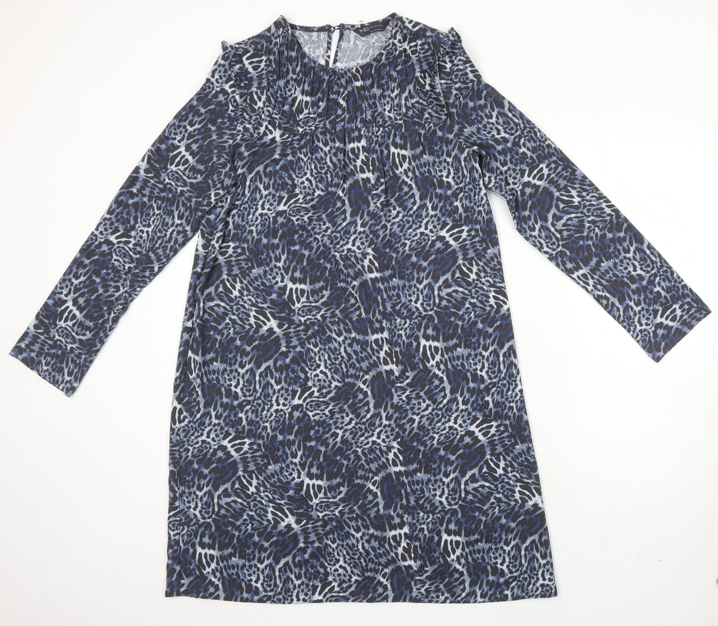 M&S Womens Multicoloured Geometric Polyester Shift Size 8 Scoop Neck