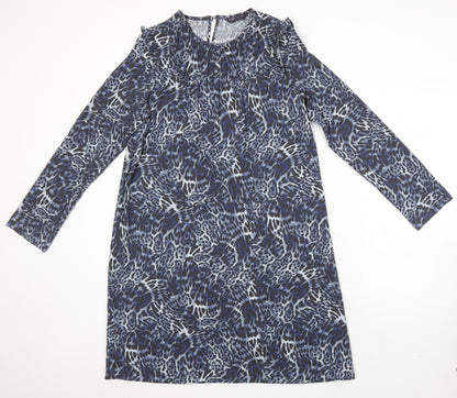 M&S Womens Multicoloured Geometric Polyester Shift Size 8 Scoop Neck