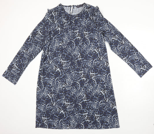 M&S Womens Multicoloured Geometric Polyester Shift Size 8 Scoop Neck