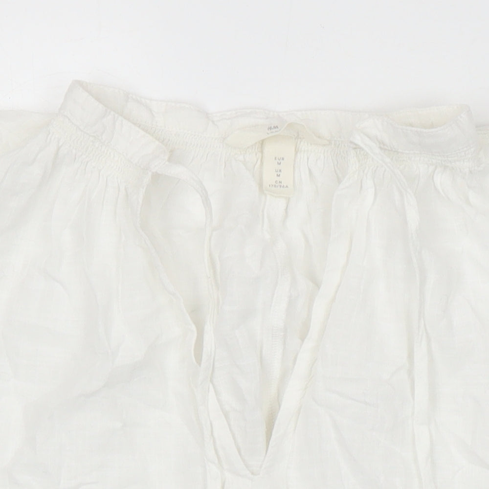 Womens UK Size M H&M White Tunic Blouse