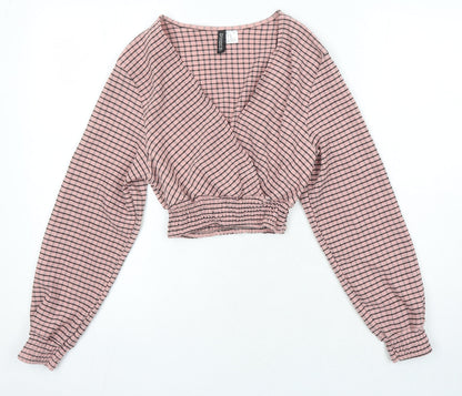 Womens UK Size XS H&M Pink Cropped Blouse