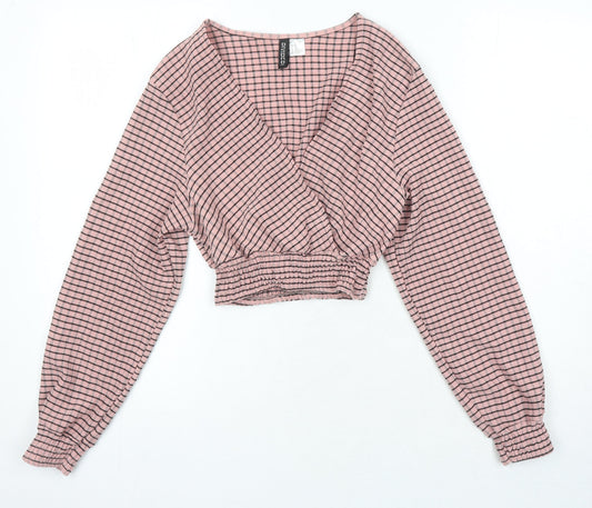 Womens UK Size XS H&M Pink Cropped Blouse