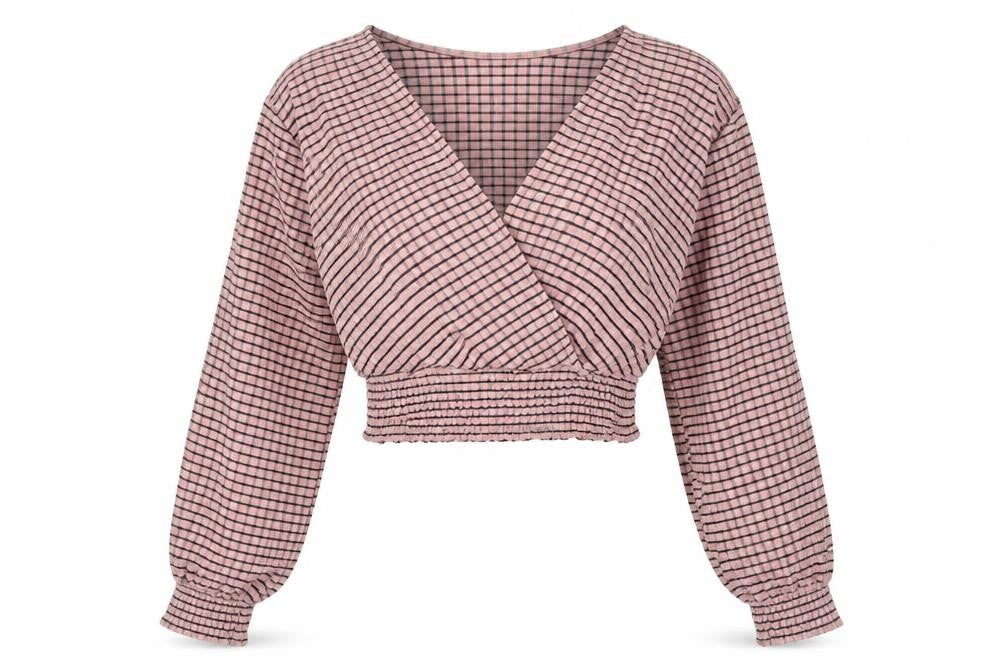 Womens UK Size XS H&M Pink Cropped Blouse