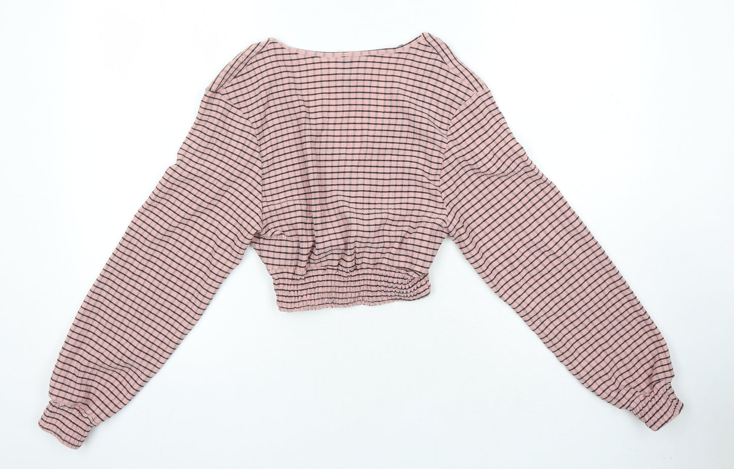 Womens UK Size XS H&M Pink Cropped Blouse