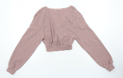 Womens UK Size XS H&M Pink Cropped Blouse