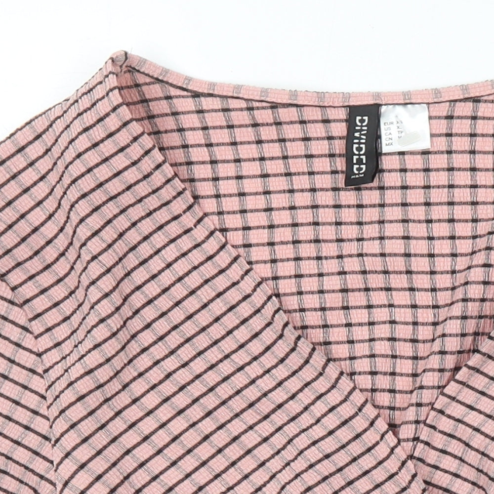 Womens UK Size XS H&M Pink Cropped Blouse