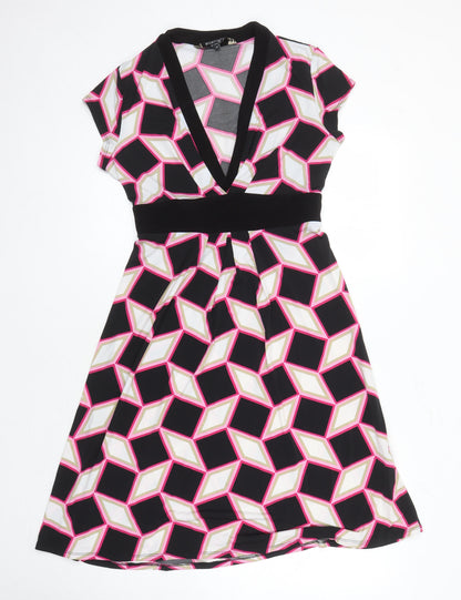 Principles Womens Multicoloured Geometric Polyester A-Line Size 12 V-Neck