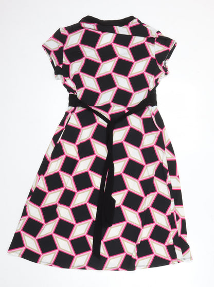 Principles Womens Multicoloured Geometric Polyester A-Line Size 12 V-Neck