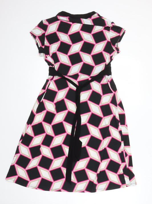 Principles Womens Multicoloured Geometric Polyester A-Line Size 12 V-Neck