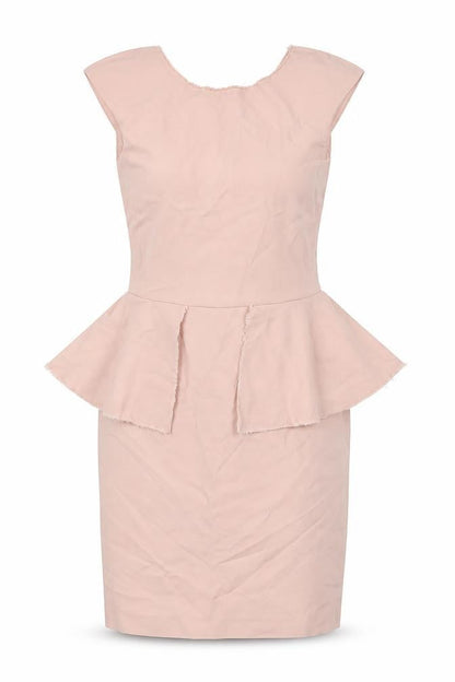 Zara Womens Pink Cotton Pencil Dress Size XS Boat Neck Zip - Pendulum waist