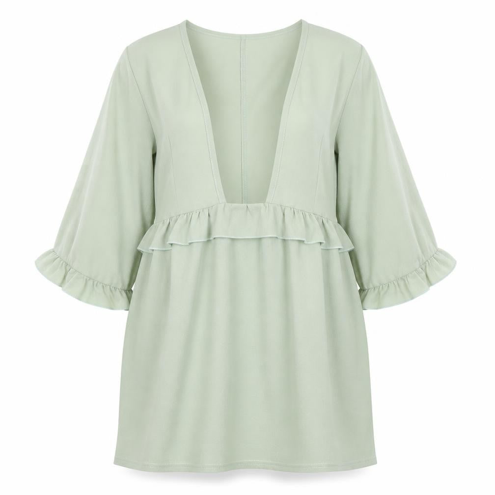 I SAW IT FIRST Womens Green Polyester A-Line Size 8 V-Neck