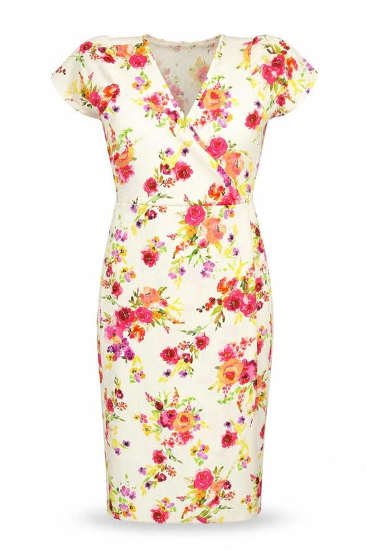 Pixie Girl Womens Multicoloured Floral Polyester Pencil Dress Size 8 V-Neck