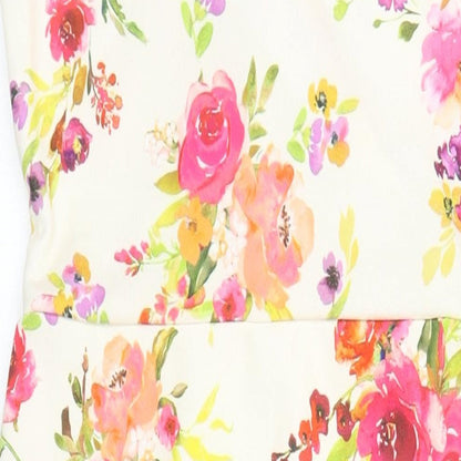 Pixie Girl Womens Multicoloured Floral Polyester Pencil Dress Size 8 V-Neck