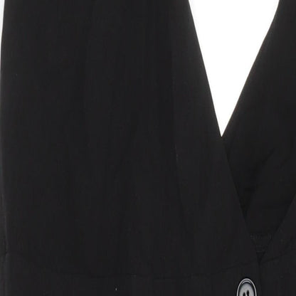 H&M Womens Black Lyocell Pinafore/Dungaree Dress Size 8 V-Neck