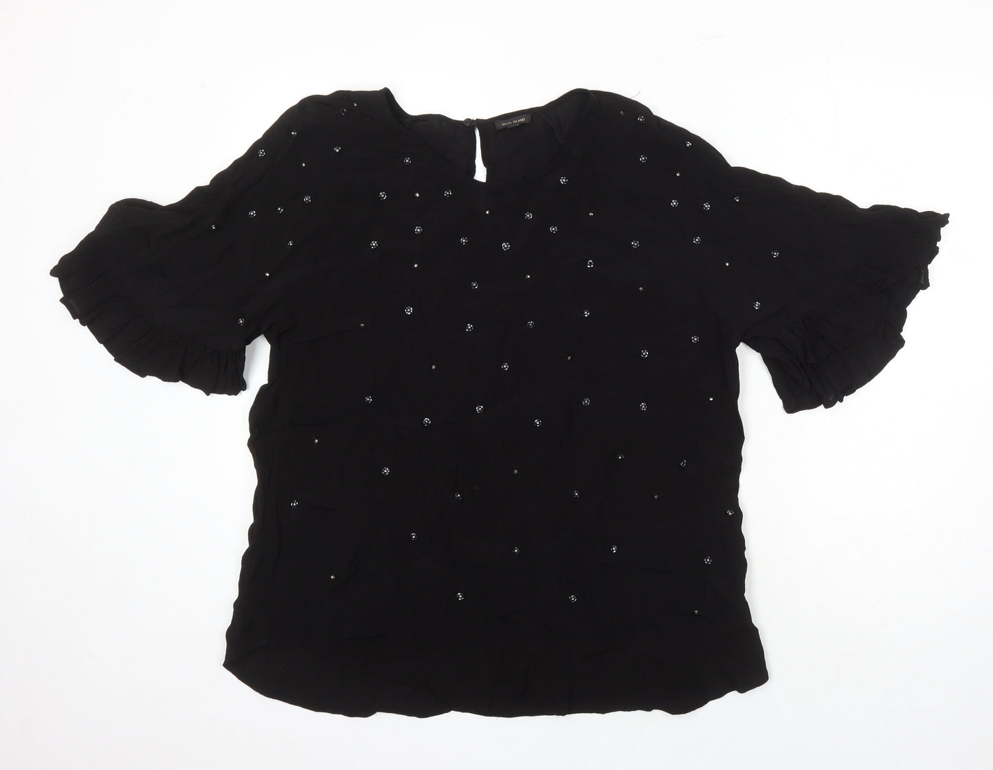 Womens UK Size 18 River Island Black Tunic Blouse