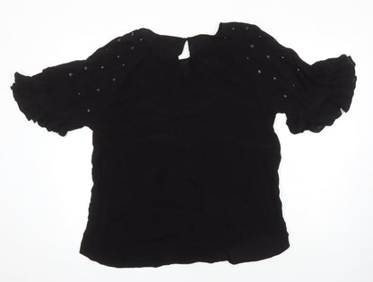 Womens UK Size 18 River Island Black Tunic Blouse