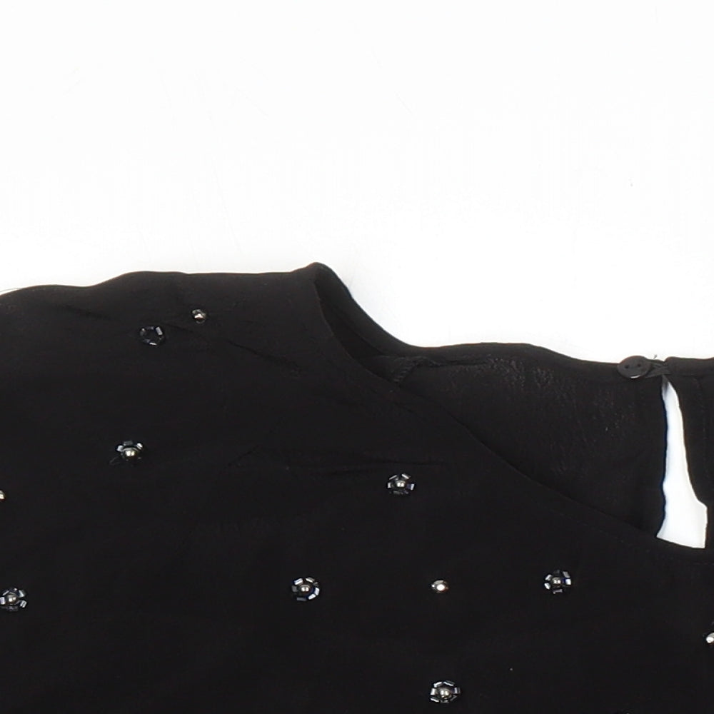 Womens UK Size 18 River Island Black Tunic Blouse