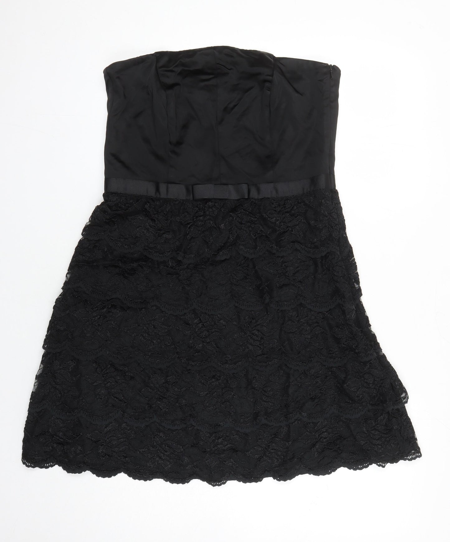 Oasis Womens Black Acetate A-Line Size 16 Off the Shoulder