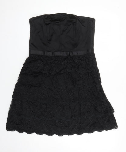 Oasis Womens Black Acetate A-Line Size 16 Off the Shoulder