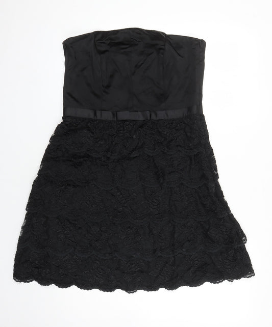 Oasis Womens Black Acetate A-Line Size 16 Off the Shoulder