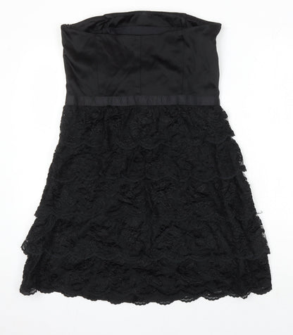 Oasis Womens Black Acetate A-Line Size 16 Off the Shoulder